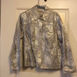 Chico’s Silver Metallic Women's Jacket Chico size 2